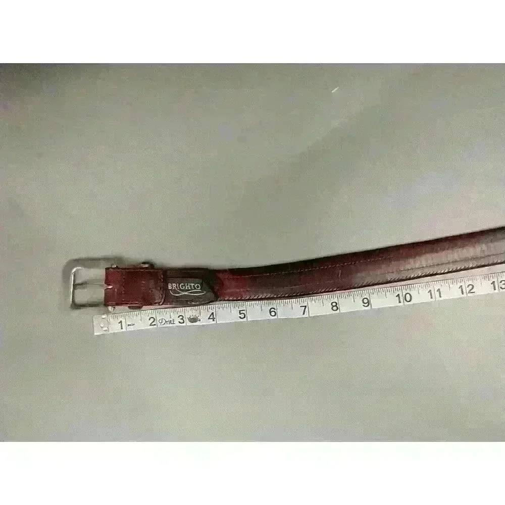 Brighton Leather‎ Belt Mens 42 Brown Burgundy Silver Tone Hardware 95207